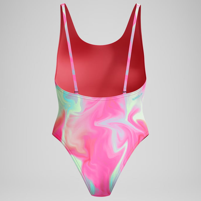 Speedo - Women's FLU3NTE Printed Convertible Swimsuit - Pink/Coral