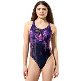 Speedo - Women's Placement Printed Powerback Swimsuit - Midnight Jungle/Black