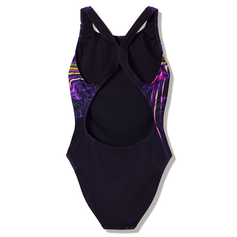 Speedo - Women's Placement Printed Powerback Swimsuit - Midnight Jungle/Black