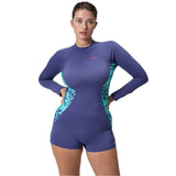 Speedo - Women's Printed Long Sleeve Rash Top - Blue/Green
