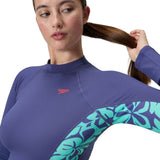 Speedo - Women's Printed Long Sleeve Rash Top - Blue/Green