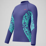Speedo - Women's Printed Long Sleeve Rash Top - Blue/Green