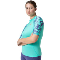 Speedo - Women's Printed Short Sleeve Rash Top - Turquoise