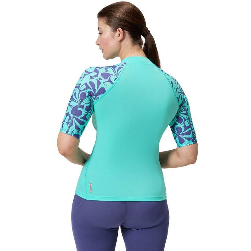 Speedo - Women's Printed Short Sleeve Rash Top - Turquoise