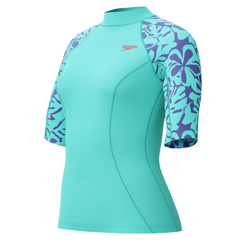 Speedo - Women's Printed Short Sleeve Rash Top - Turquoise