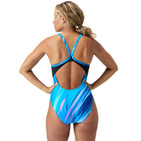 Speedo - Womens Printed Striking Racerback One Piece Swimsuit - Rapture Glow