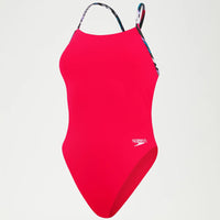 Speedo - Women's Solid Lattice Tie Back - Red/Blue