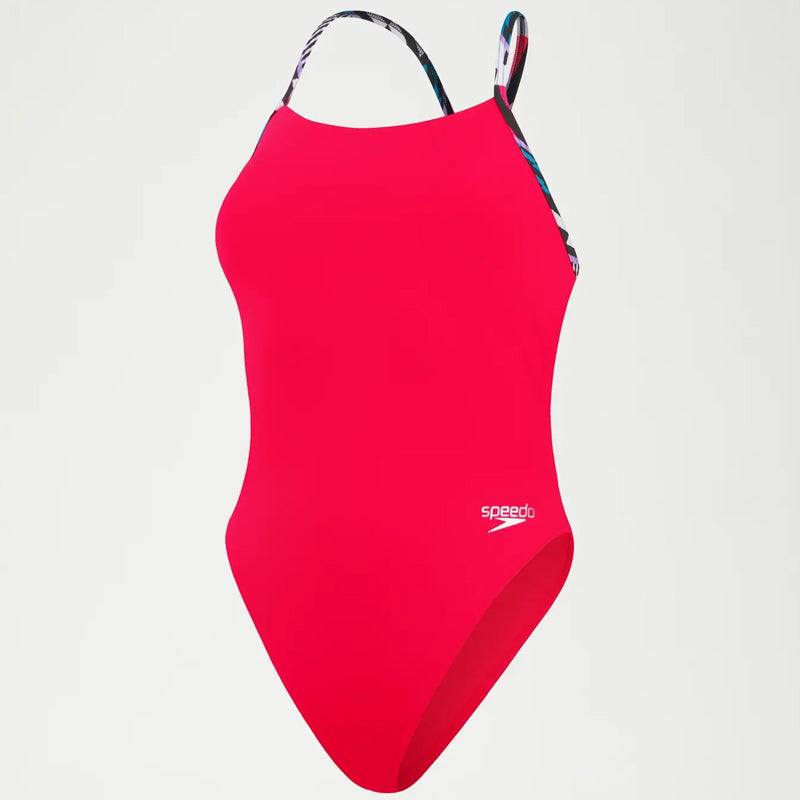 Speedo - Women's Solid Lattice Tie Back - Red/Blue
