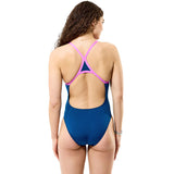 Speedo - Women's Solid Turnback Swimsuit - Denim Teal