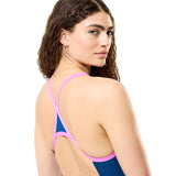 Speedo - Women's Solid Turnback Swimsuit - Denim Teal