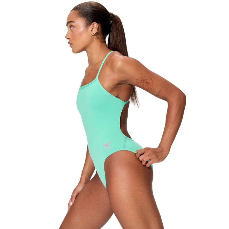 Speedo - Women's Solid V-Back 2.0 Swimsuit - Aqua Breeze