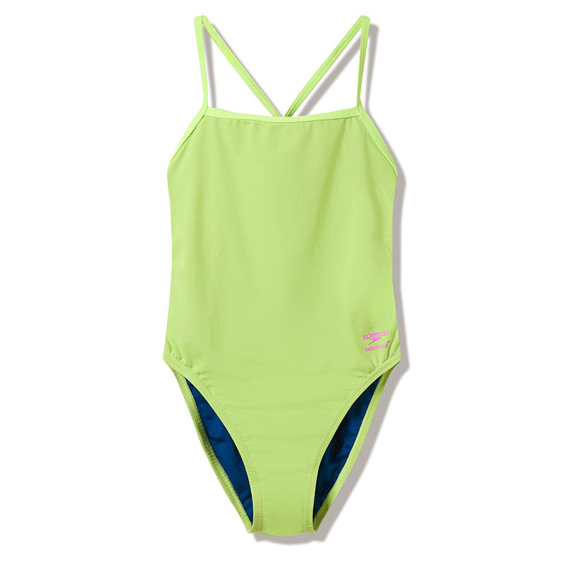 Speedo - Women's Solid V-Back 2.0 Swimsuit - Citrus Green