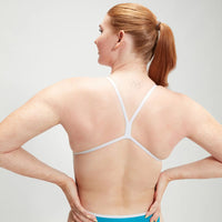 Speedo - Women's Solid VBack Swimsuit - Blue/White