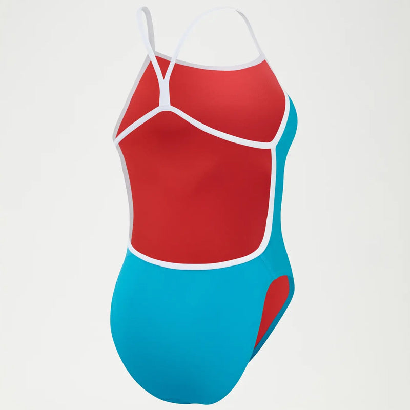 Speedo - Women's Solid VBack Swimsuit - Blue/White