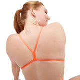 Speedo - Women's Solid VBack Swimsuit - Curious Blue/Disco Peach
