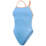 Speedo - Women's Solid VBack Swimsuit - Curious Blue/Disco Peach