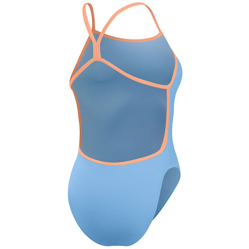 Speedo - Women's Solid VBack Swimsuit - Curious Blue/Disco Peach