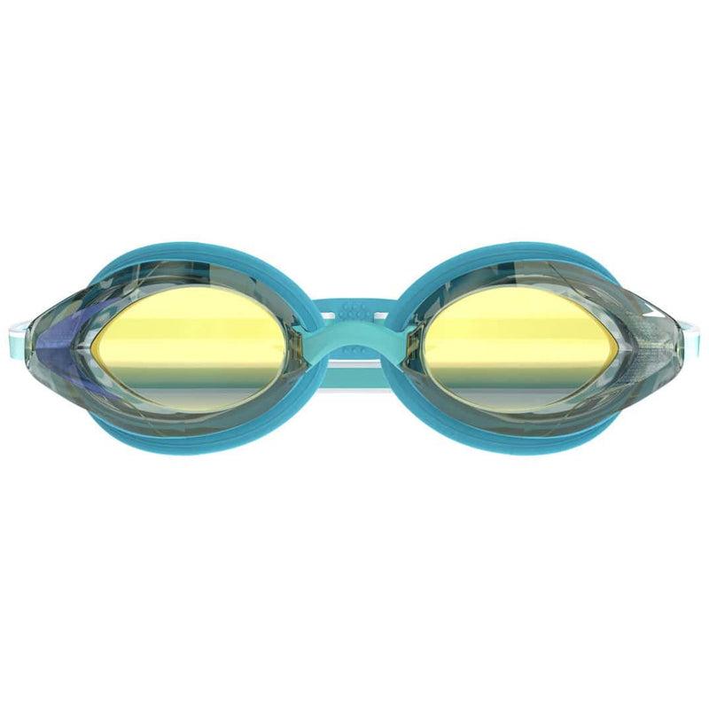 Speedo - Women's Vanquisher 3.0 Mirrored Goggle - Button/Celeste/Gold