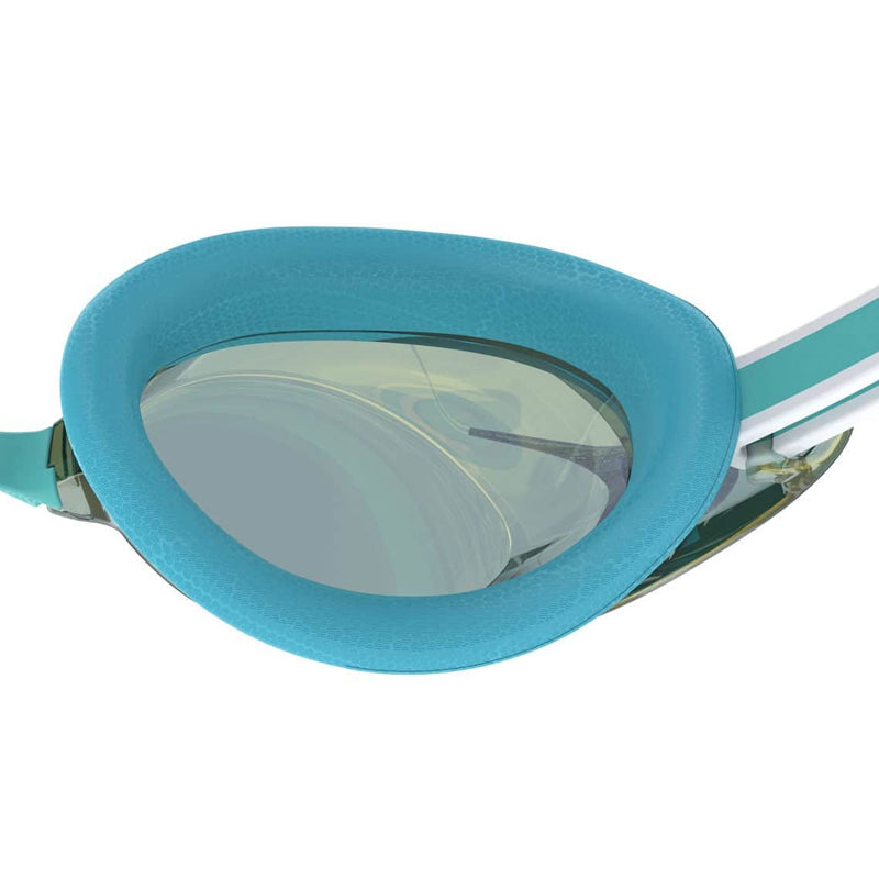 Speedo - Women's Vanquisher 3.0 Mirrored Goggle - Button/Celeste/Gold