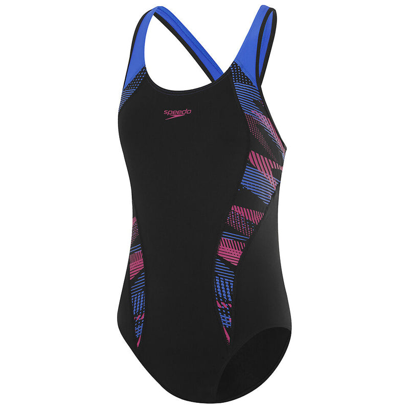 Speedo - Women's Zoom Boom Placement Laneback Swimsuit - Black