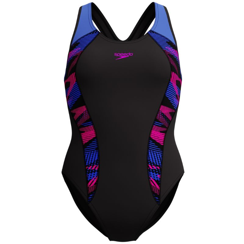 Speedo - Women's Zoom Boom Placement Laneback Swimsuit - Black