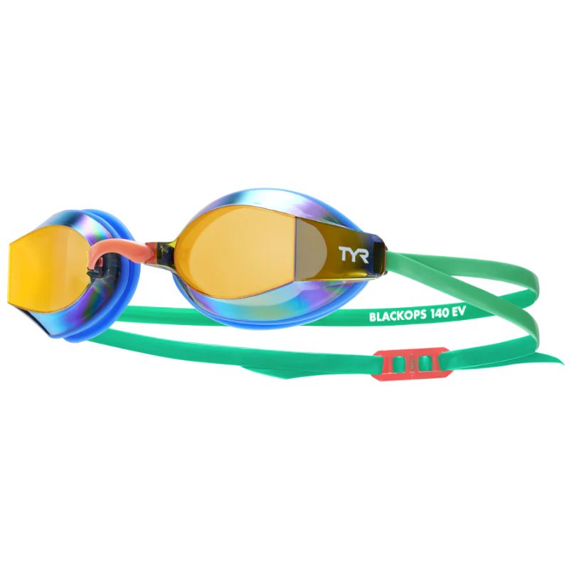 TYR - Adults Black Ops 140 EV Mirrored Racing Goggles - Blue/Green