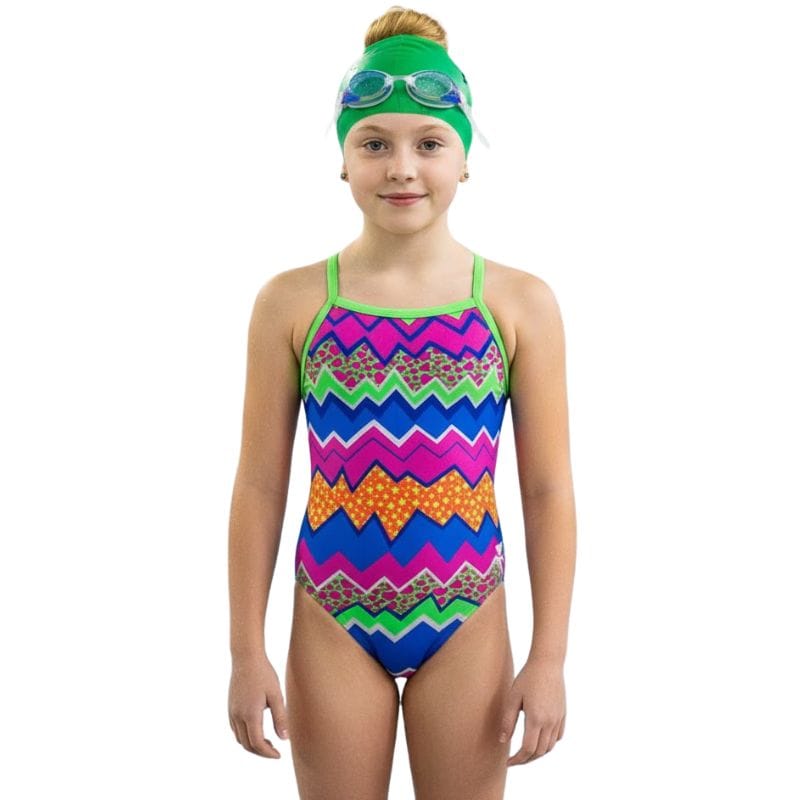 TYR - Swirl Pool Diamondfit Durafast Light Girls Swimsuit - Green