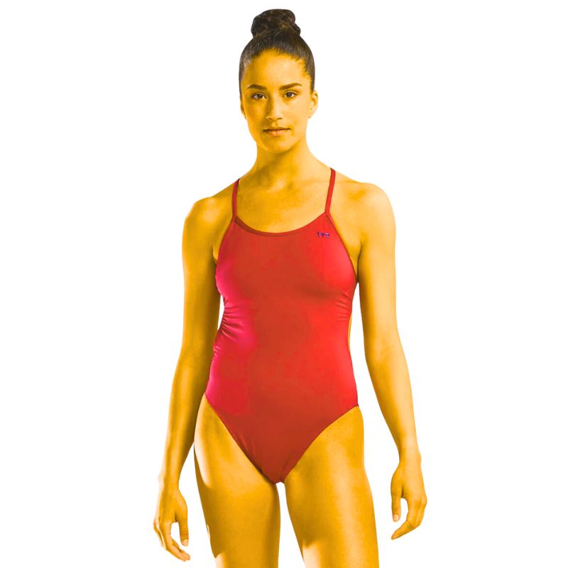 TYR - Solid Women's Crosscut Tieback Swimsuit - Bright Red