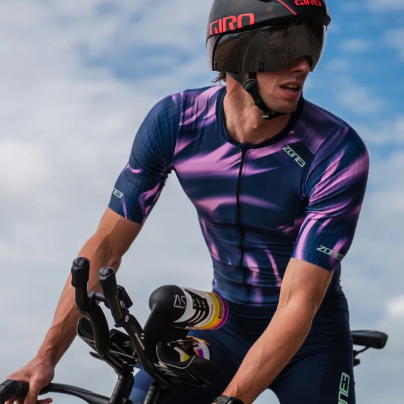 Zone3 - Activate+ Short Sleeve Men's Trisuit - Navy/Purple
