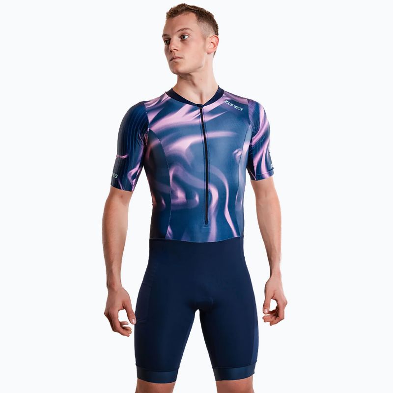 Zone3 - Activate+ Short Sleeve Men's Trisuit - Navy/Purple