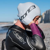 Zone3 - Long Hair Silicone Swim Cap - Silver