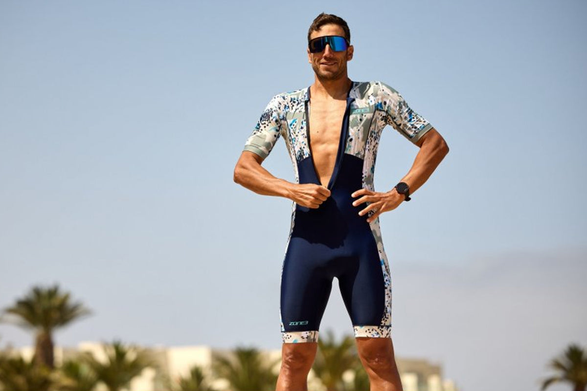 Zone3 - Men's Activate+ Revolution II Short Sleeve Trisuit - Sand Storm