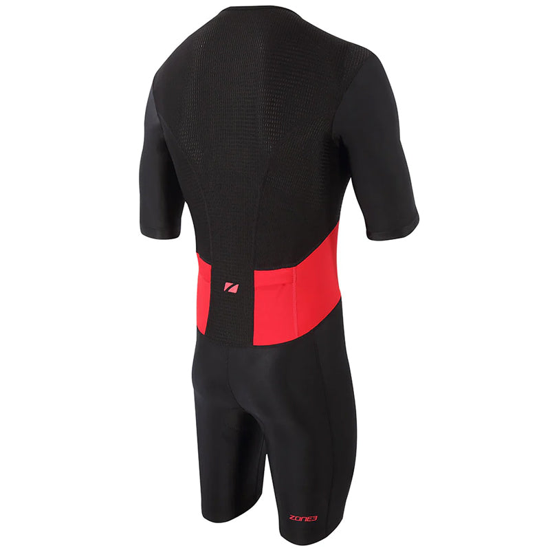 Zone3 - Men's Activate Short Sleeve Full Zip Trisuit - Black/Red