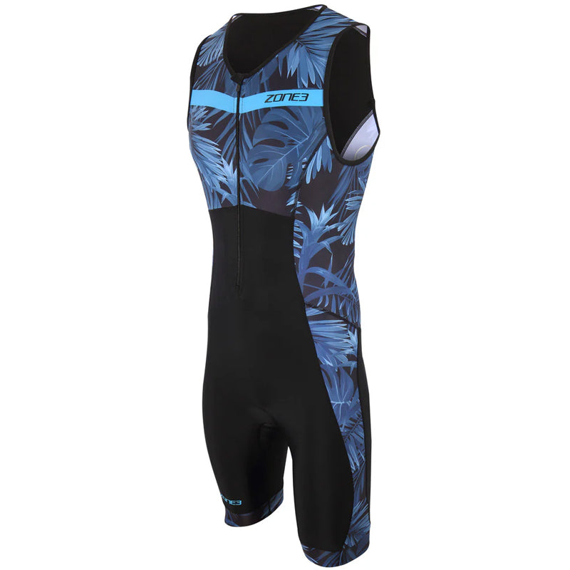 Zone3 - Men's Activate+ Tropical Palm Sleeveless Trisuit - Navy/Blue