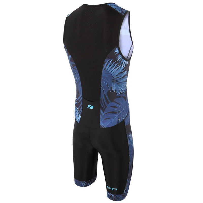 Zone3 - Men's Activate+ Tropical Palm Sleeveless Trisuit - Navy/Blue