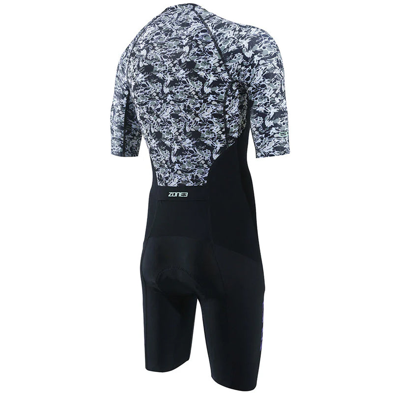 Zone3 - Men's Lava Long Distance Short Sleeve Aero Trisuit - White/Gravel