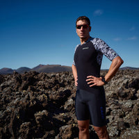 Zone3 - Men's Lava Long Distance Short Sleeve Aero Trisuit - White/Gravel