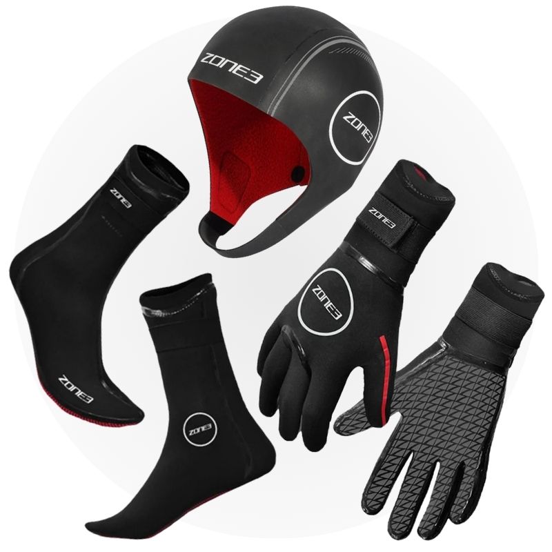 Zone3 - Neoprene Heat Tech Warmth Swim Hat-Gloves-Socks Bundle