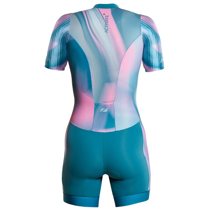 Zone3 - Women's Activate Short Sleeve Trisuit - Teal/Pink