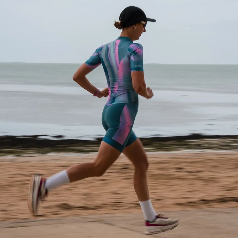 Zone3 - Women's Activate Short Sleeve Trisuit - Teal/Pink