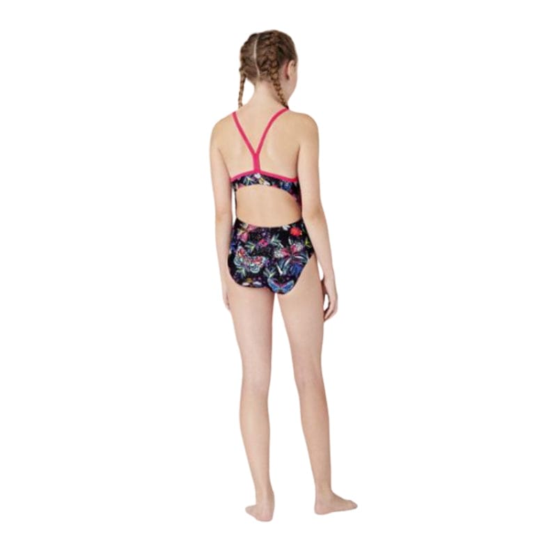 Maru - Bee Happy Ecotech Sparkle Fly Back Girls Swimsuit - Black/Multi