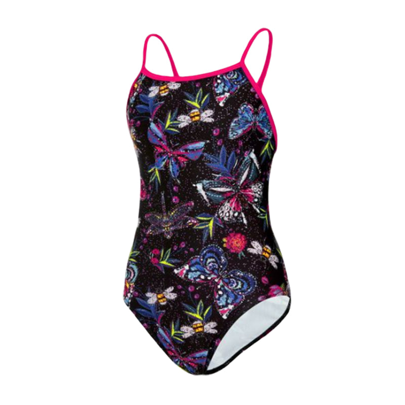 Maru - Bee Happy Ecotech Sparkle Fly Back Girls Swimsuit - Black/Multi