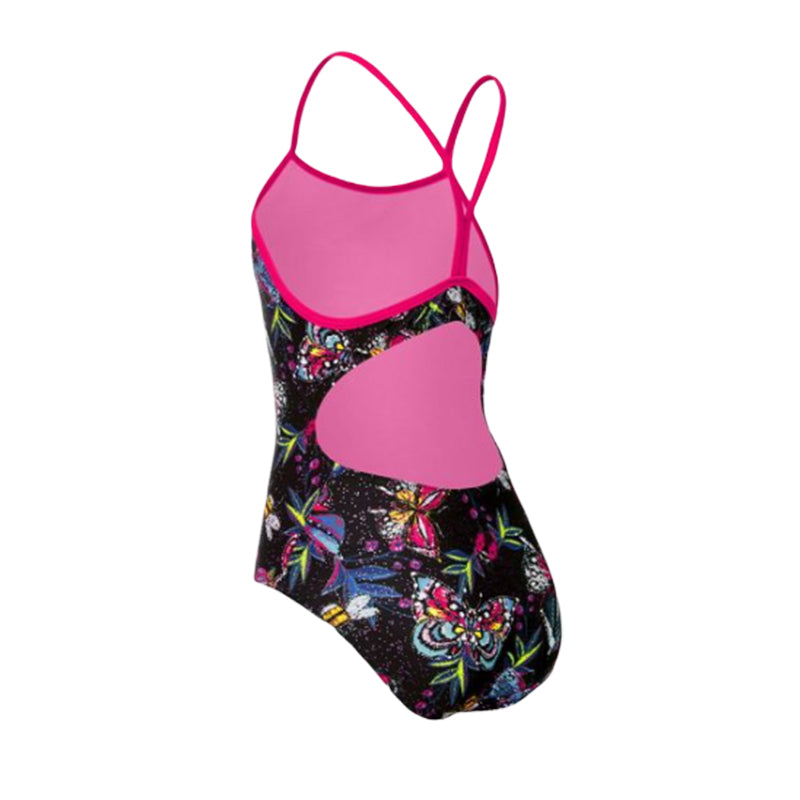 Maru - Bee Happy Ecotech Sparkle Fly Back Girls Swimsuit - Black/Multi