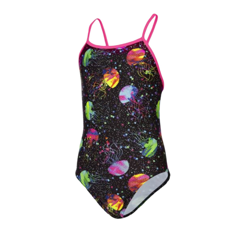 Maru - Comb Jellies Ecotech Sparkle Fly Back Girls Swimsuit - Black/Multi