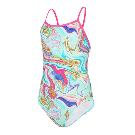 Maru - Donatella Ecotech Sparkle Fly Back Girls Swimsuit - Aqua/Multi