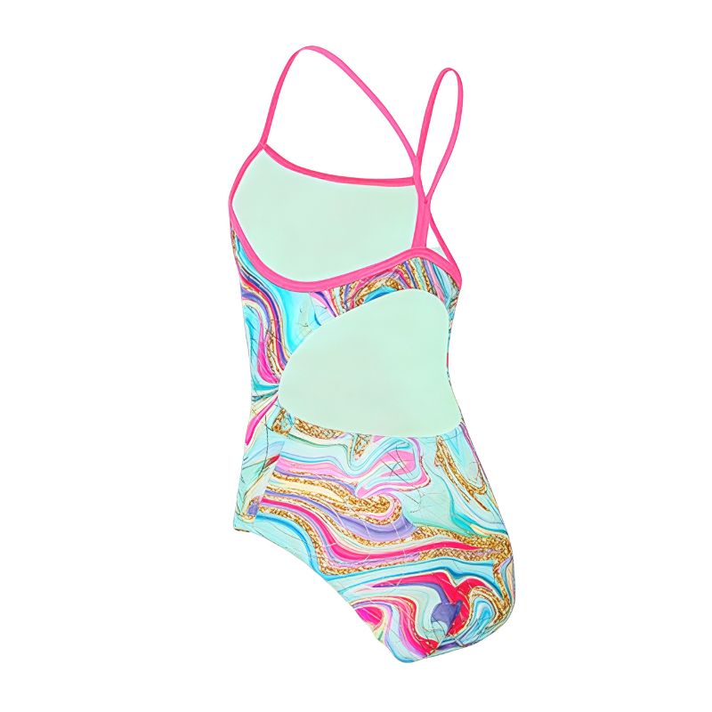 Maru - Donatella Ecotech Sparkle Fly Back Girls Swimsuit - Aqua/Multi