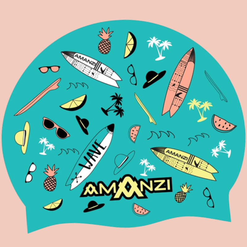 Amanzi - Surfs Up - Swim Hat & Neoprene Case