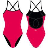 AQUA - Neon Cherry Solids Women Tie Back One Piece