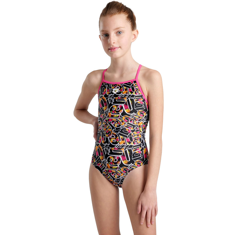 Arena - Allover Lightdrop Back Girls Swimsuit - Rose/Multi
