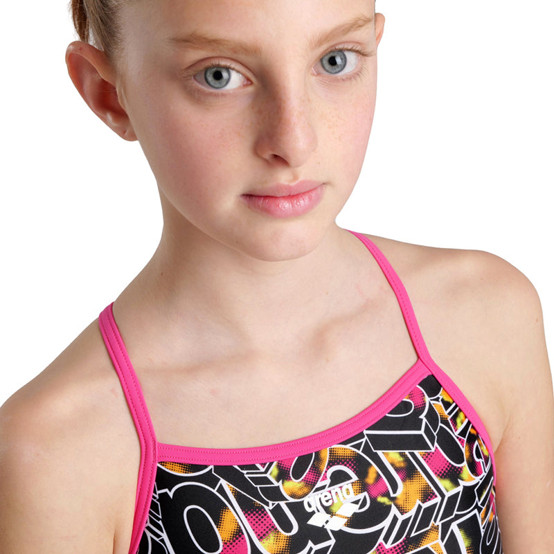 Arena - Allover Lightdrop Back Girls Swimsuit - Rose/Multi